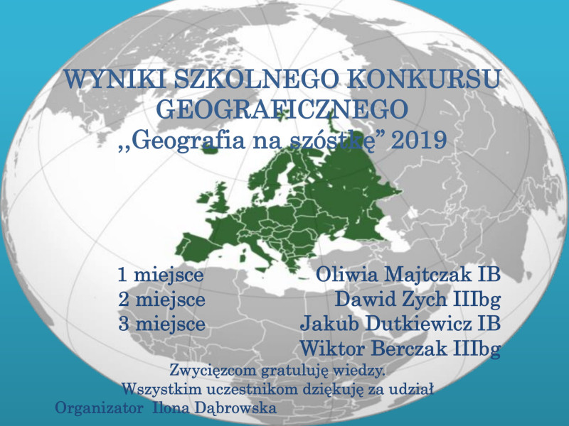 Szkolny Konkurs Geograficzny w Liceum Ogólnokształcącym w Głownie